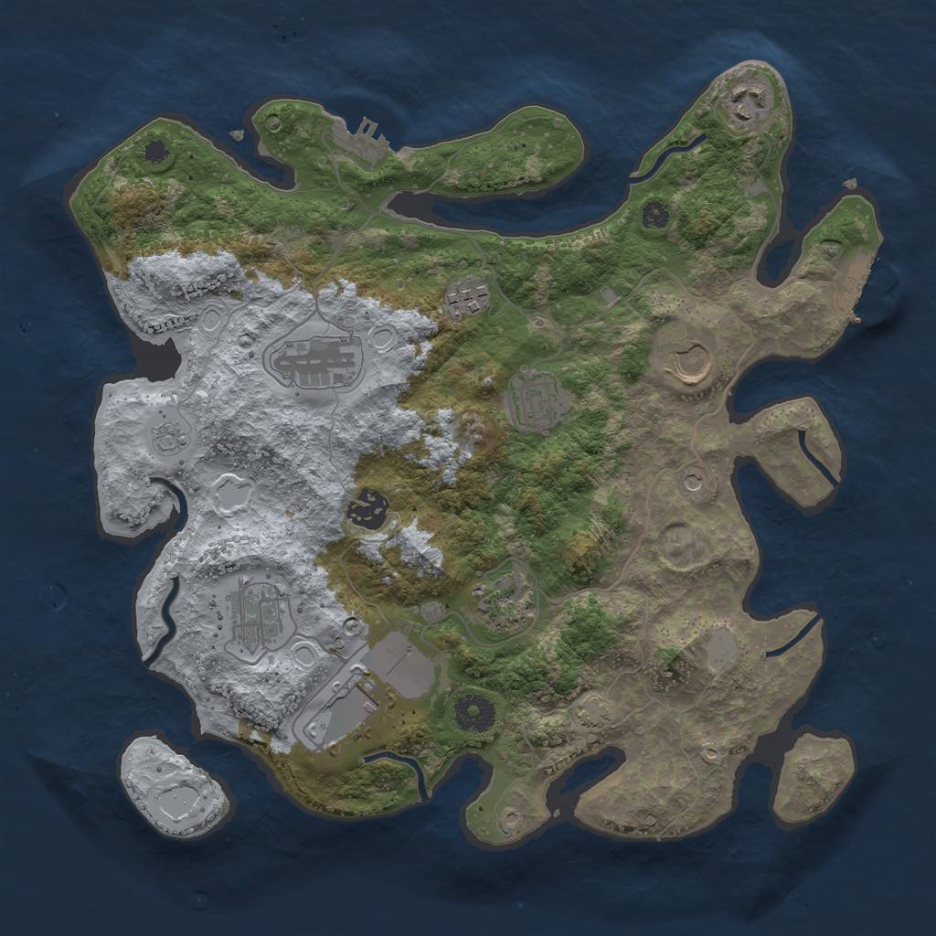 Rust Map: Procedural Map, Size: 3500, Seed: 735302738, 17 Monuments