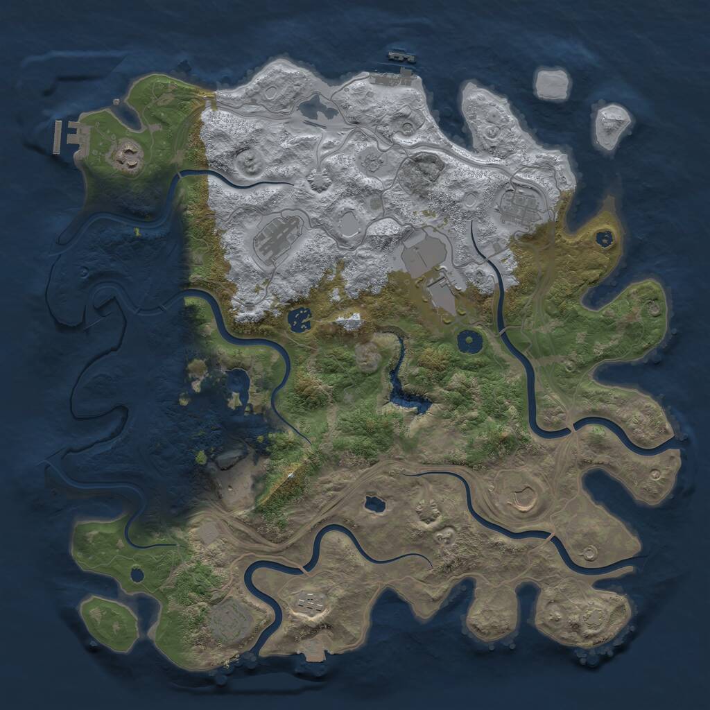 Rust Map: Procedural Map, Size: 4250, Seed: 1245344379, 15 Monuments