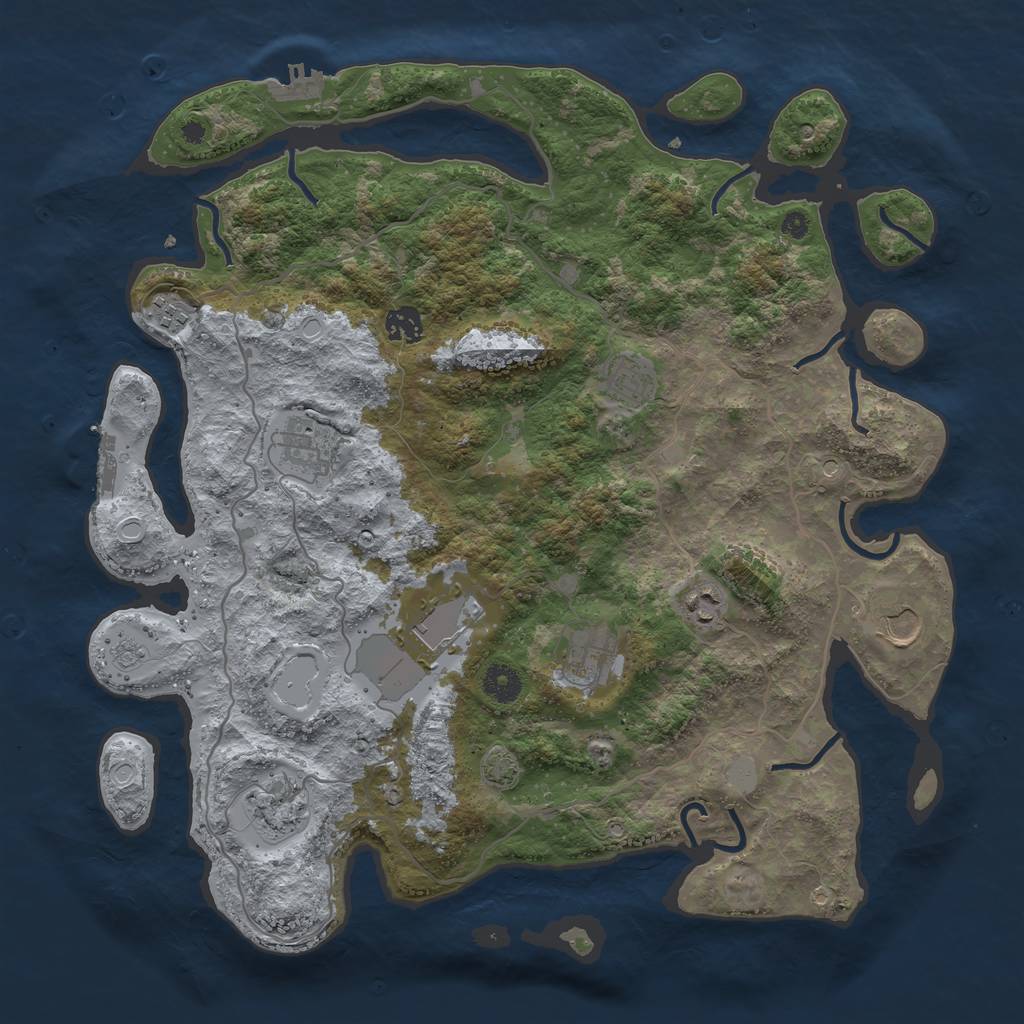 Rust Map: Procedural Map, Size: 4000, Seed: 1024206843, 17 Monuments