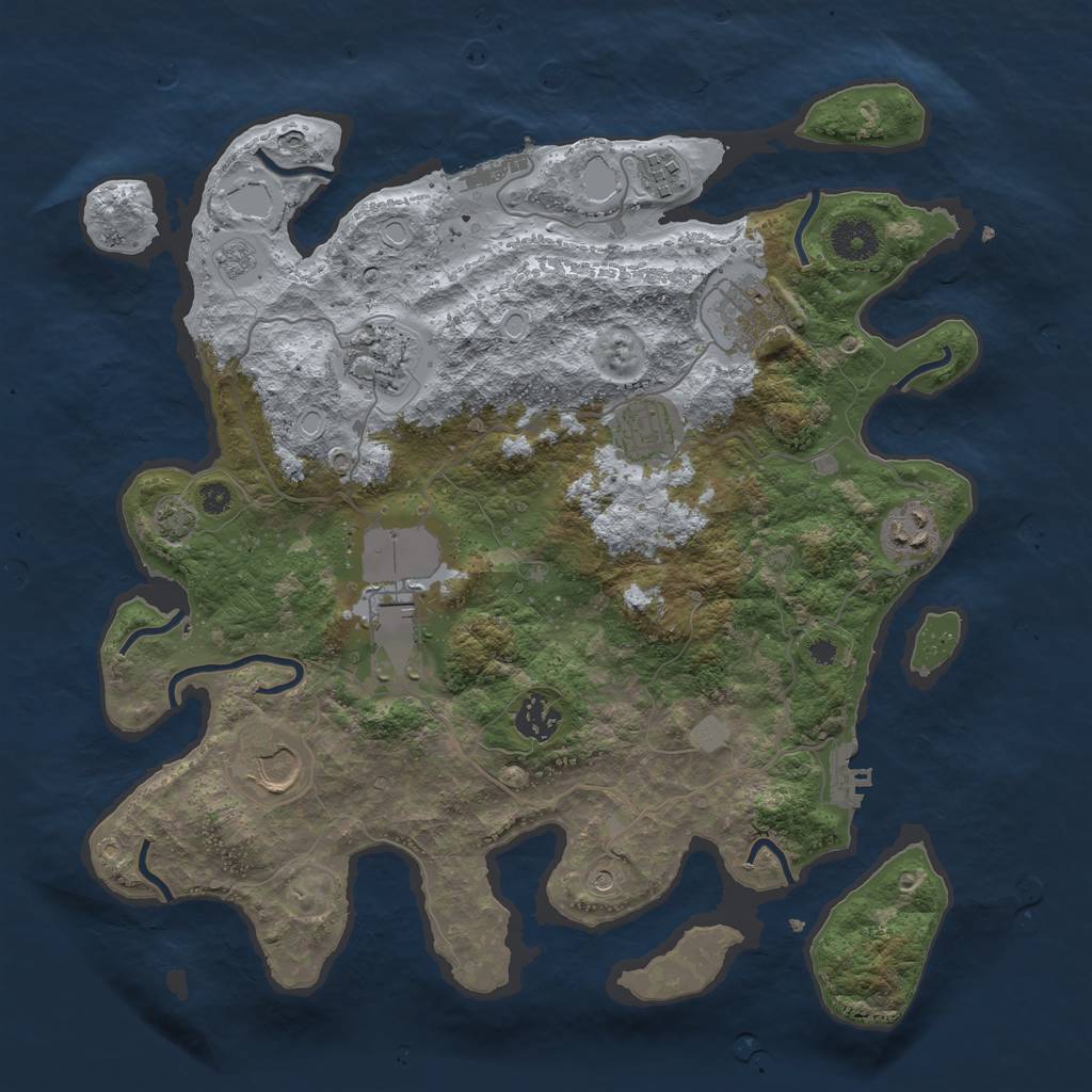Rust Map: Procedural Map, Size: 3650, Seed: 55262205, 16 Monuments
