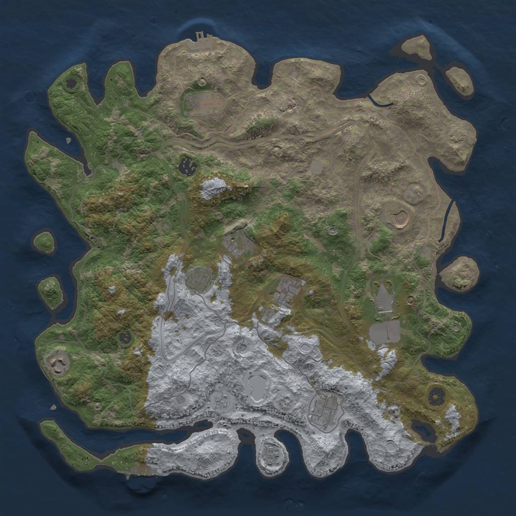 Rust Map: Procedural Map, Size: 4250, Seed: 1302713170, 18 Monuments