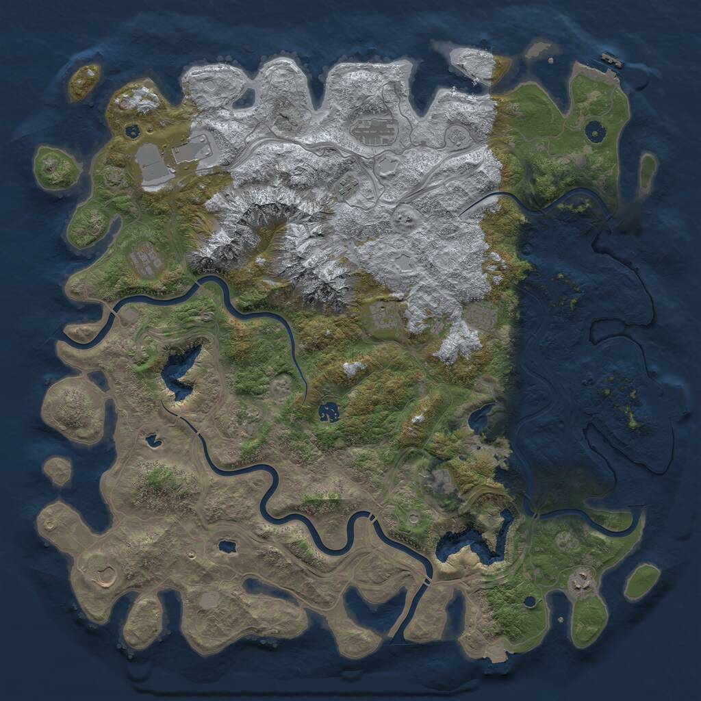 Rust Map: Procedural Map, Size: 5000, Seed: 1476038611, 17 Monuments