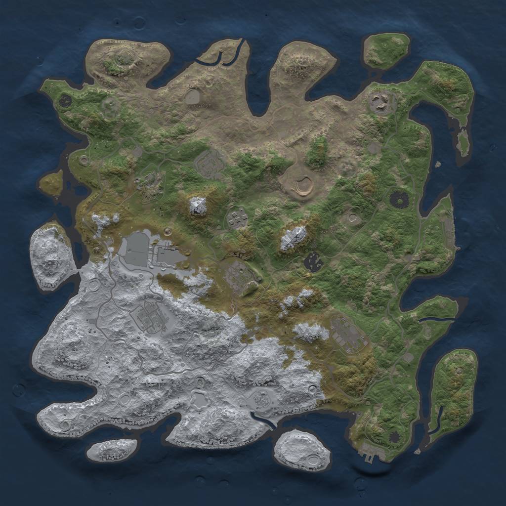 Rust Map: Procedural Map, Size: 4000, Seed: 87682981, 18 Monuments