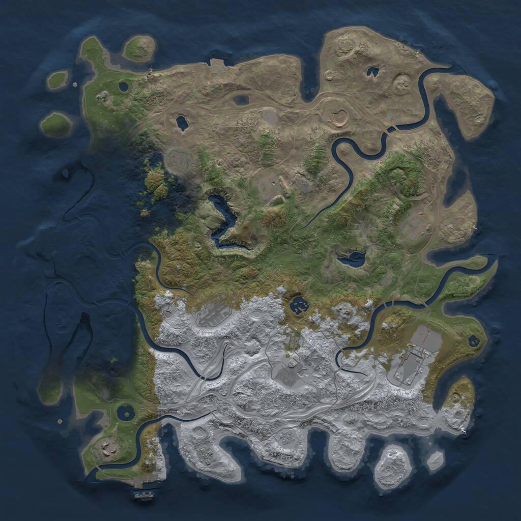 Rust Map: Procedural Map, Size: 4500, Seed: 711438218, 16 Monuments