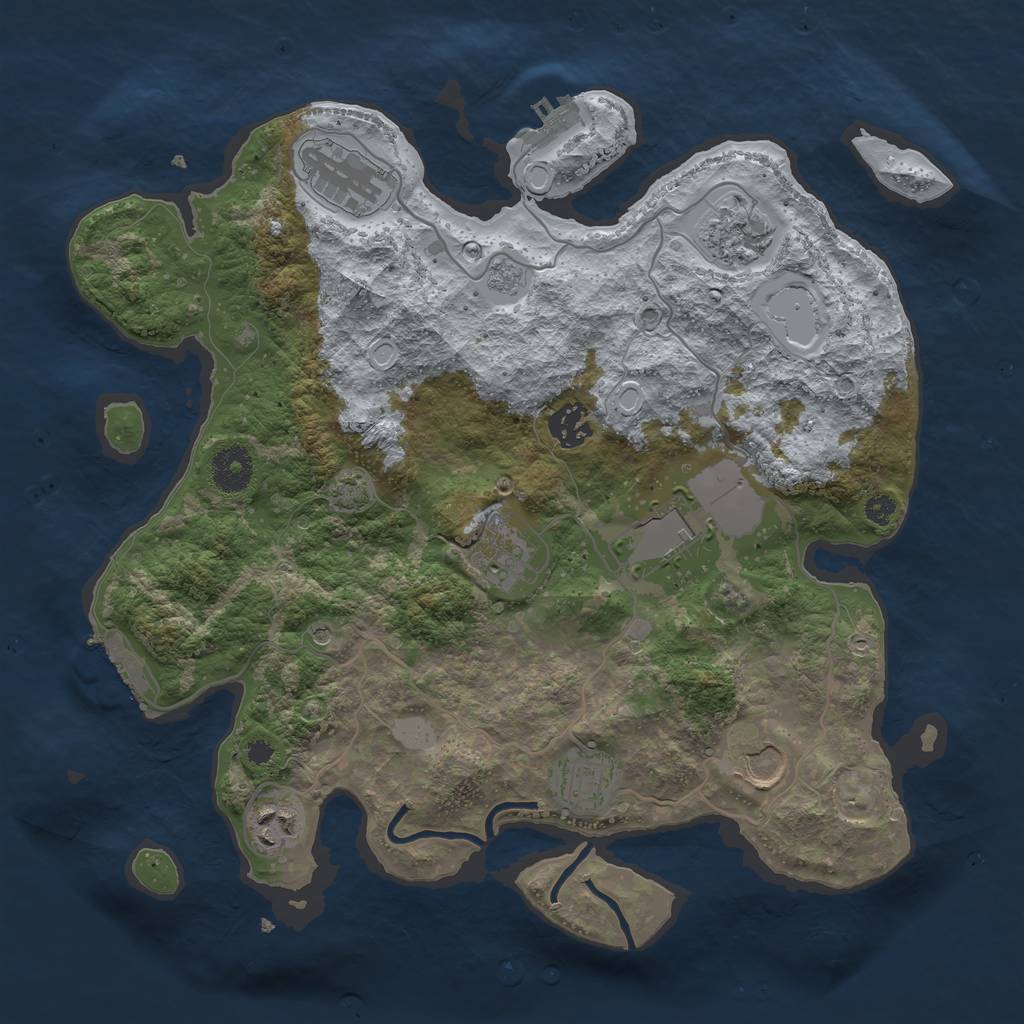 Rust Map: Procedural Map, Size: 3500, Seed: 6012023, 16 Monuments