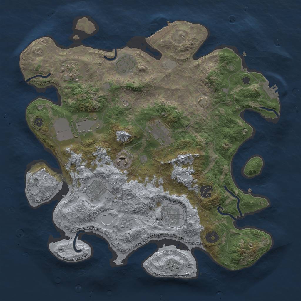 Rust Map: Procedural Map, Size: 3500, Seed: 874029775, 17 Monuments