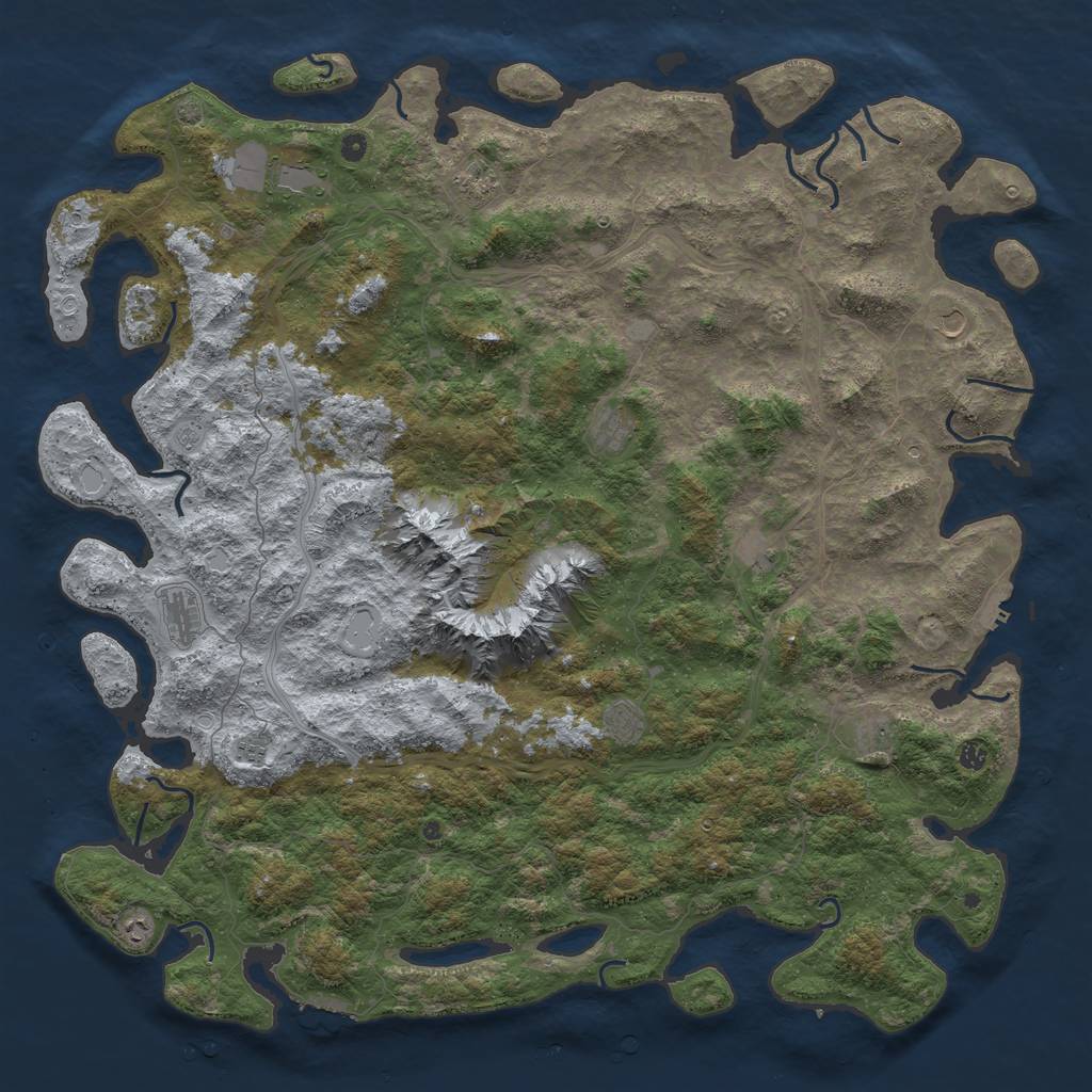 Rust Map: Procedural Map, Size: 6000, Seed: 1623211234, 19 Monuments