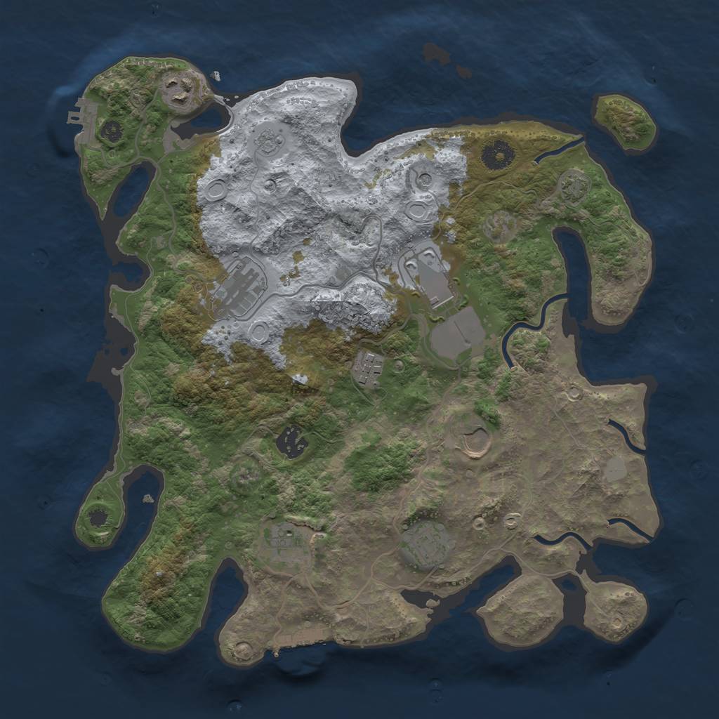 Rust Map: Procedural Map, Size: 3500, Seed: 1624378670, 16 Monuments