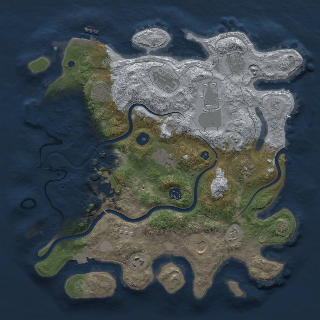 Rust Map: Procedural Map, Size: 3750, Seed: 354068731, 17 Monuments