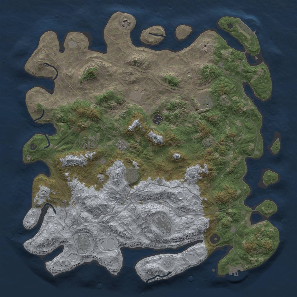 Rust Map: Procedural Map, Size: 4500, Seed: 1096362413, 17 Monuments