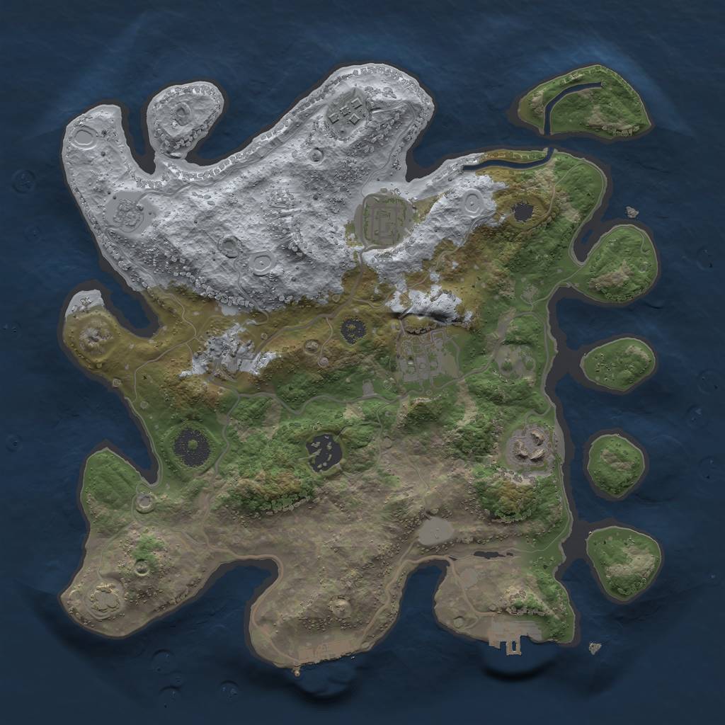 Rust Map: Procedural Map, Size: 3000, Seed: 1837856433, 13 Monuments