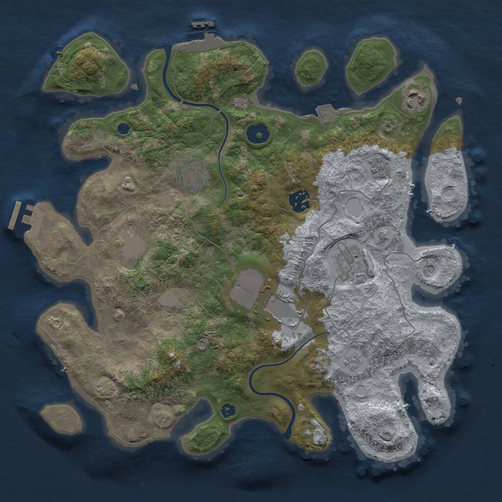 Rust Map: Procedural Map, Size: 3500, Seed: 588132, 13 Monuments