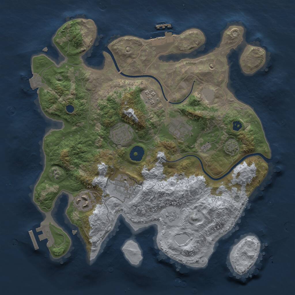 Rust Map: Procedural Map, Size: 3000, Seed: 597675594, 10 Monuments