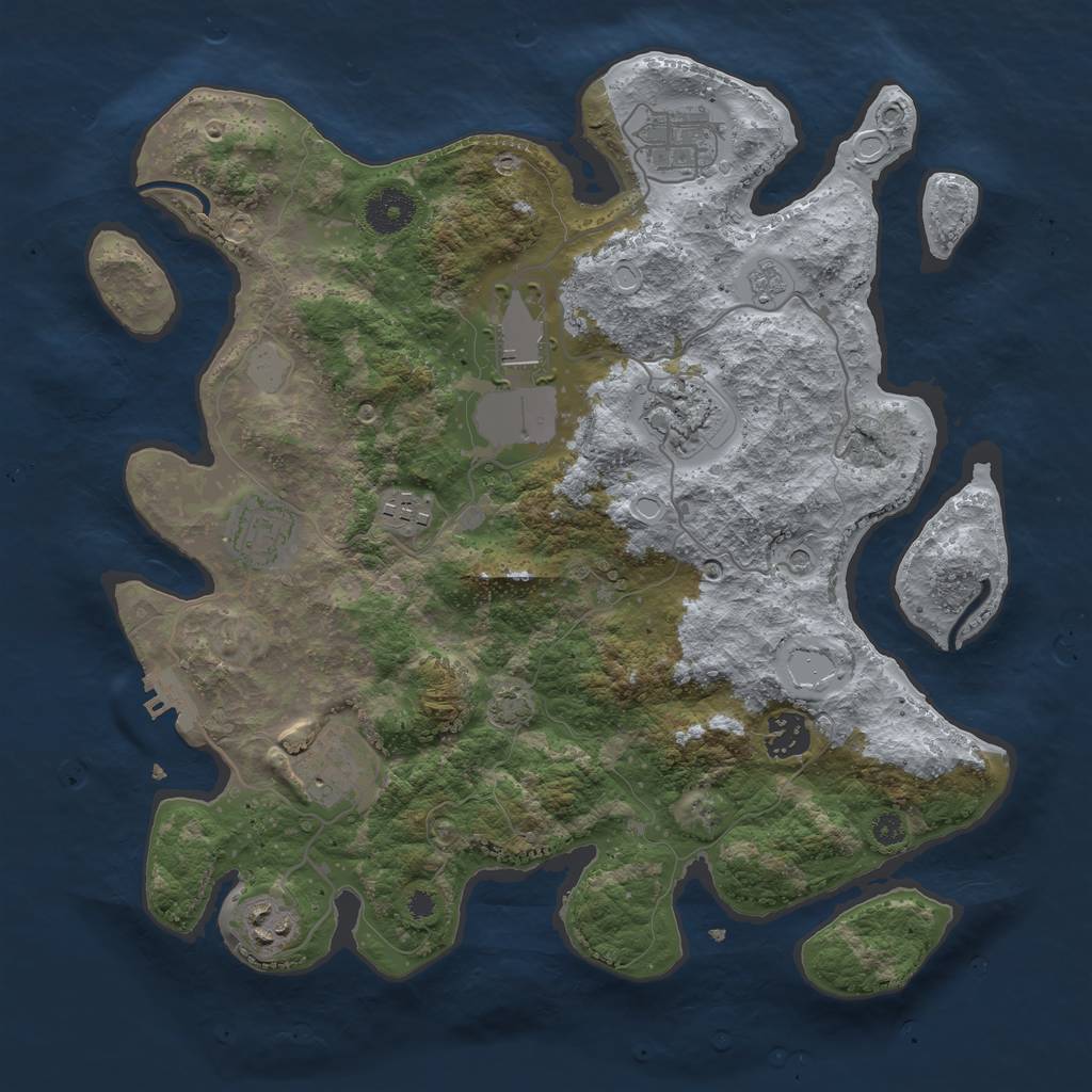 Rust Map: Procedural Map, Size: 3500, Seed: 45545445, 15 Monuments