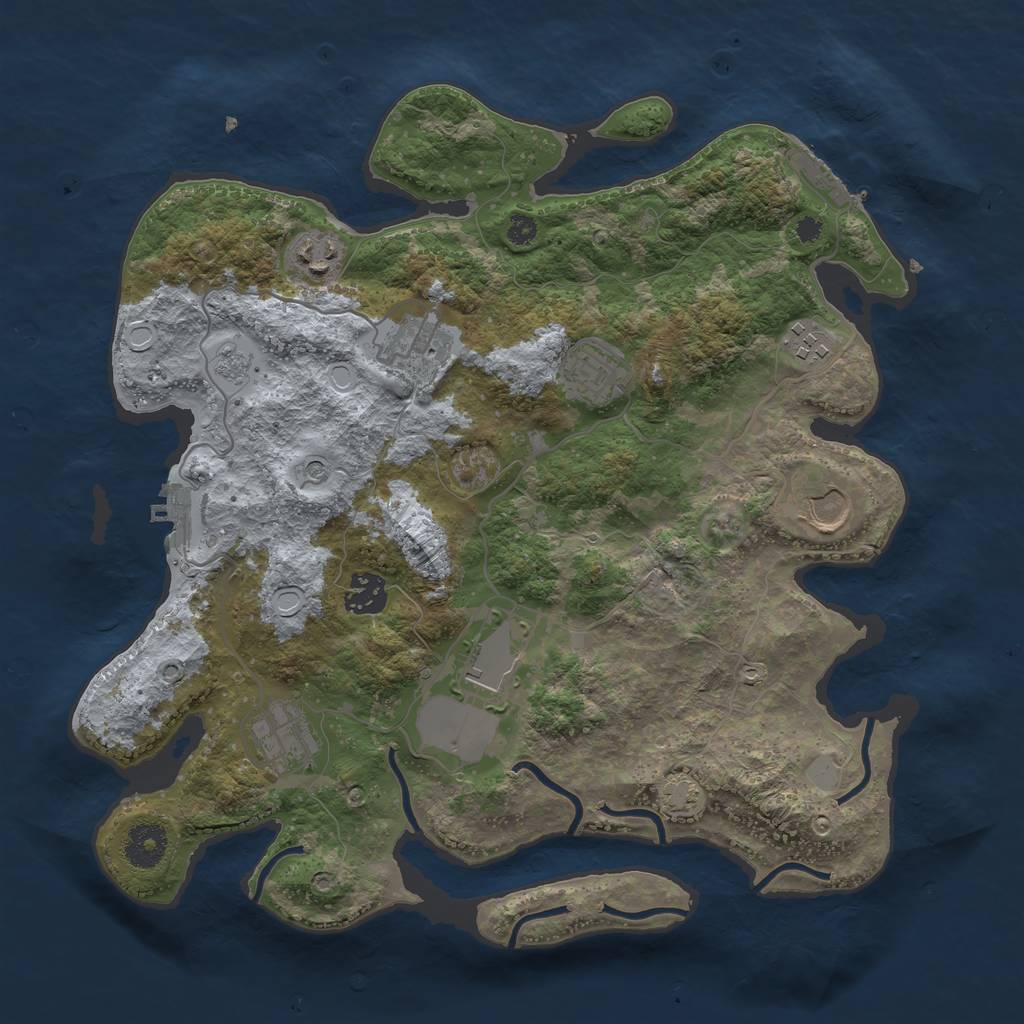 Rust Map: Procedural Map, Size: 3500, Seed: 1484714403, 16 Monuments