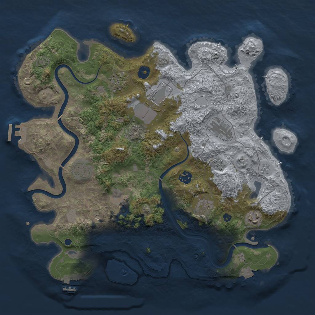 Rust Map: Procedural Map, Size: 3750, Seed: 65507301, 15 Monuments
