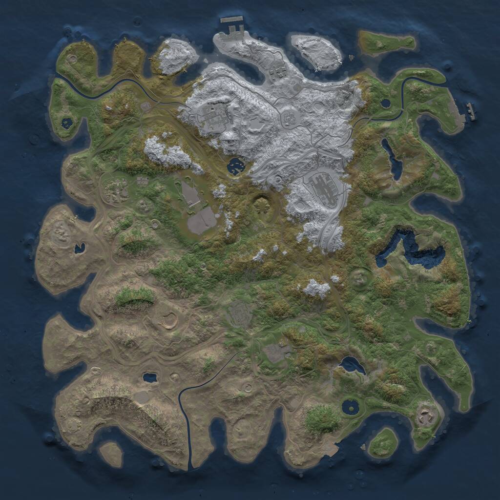 Rust Map: Procedural Map, Size: 4500, Seed: 1097354940, 16 Monuments