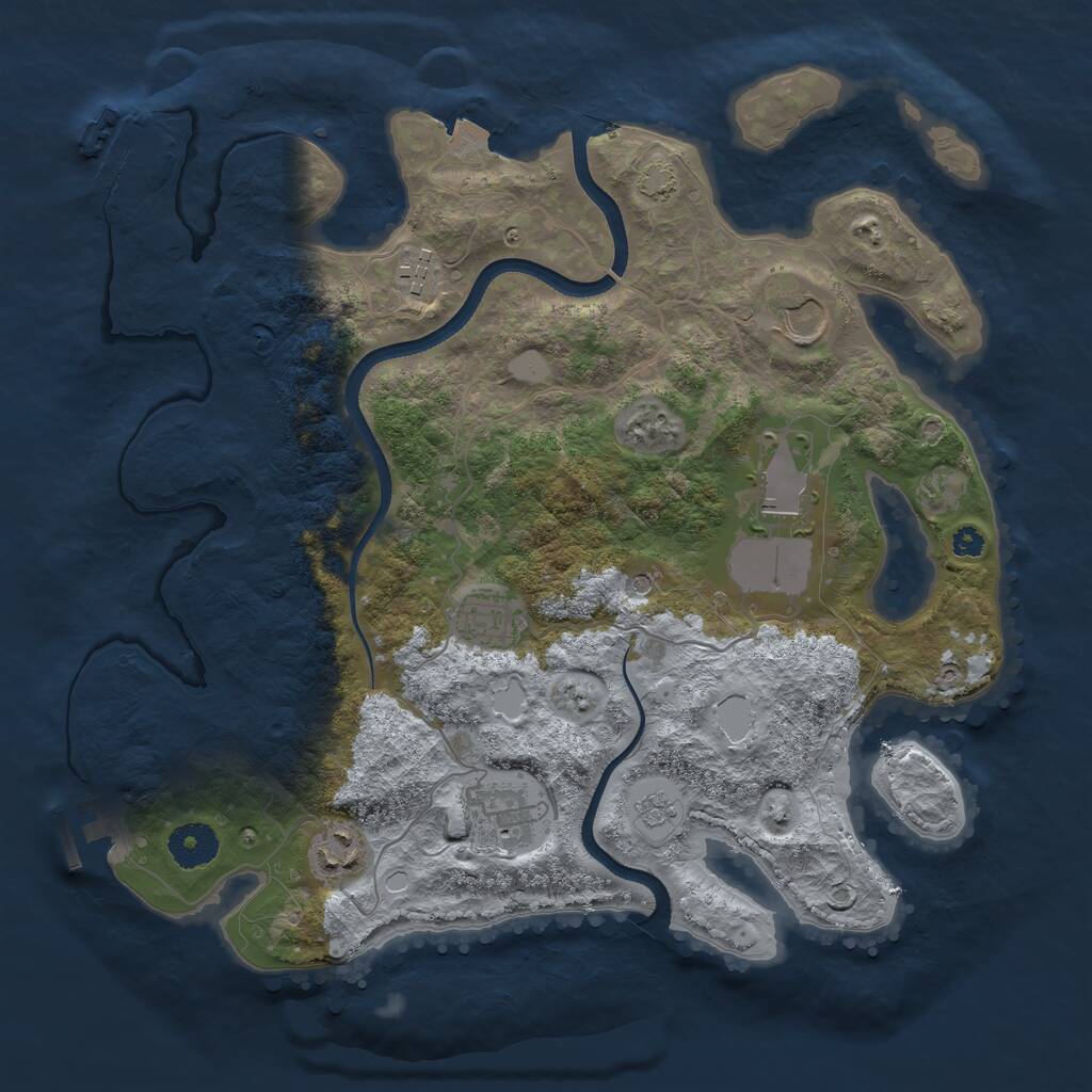 Rust Map: Procedural Map, Size: 3500, Seed: 1915408989, 12 Monuments
