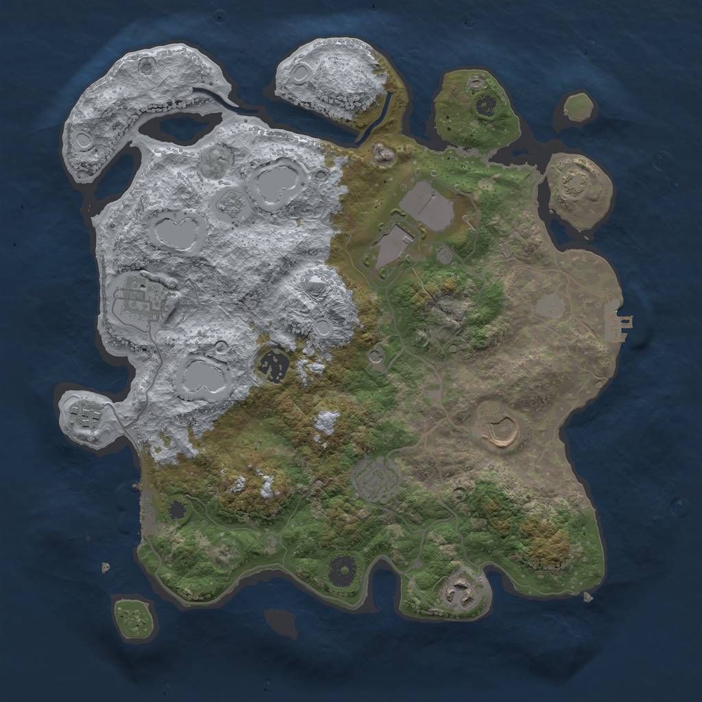 Rust Map: Procedural Map, Size: 3500, Seed: 1688235955, 15 Monuments