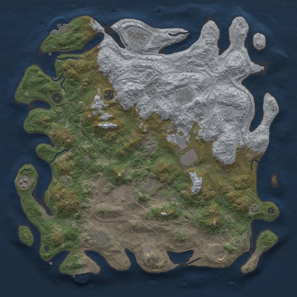 Rust Map: Procedural Map, Size: 4500, Seed: 702735530, 18 Monuments