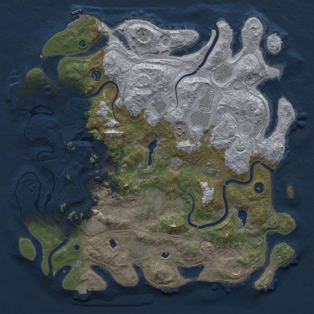 Rust Map: Procedural Map, Size: 4500, Seed: 702735530, 17 Monuments