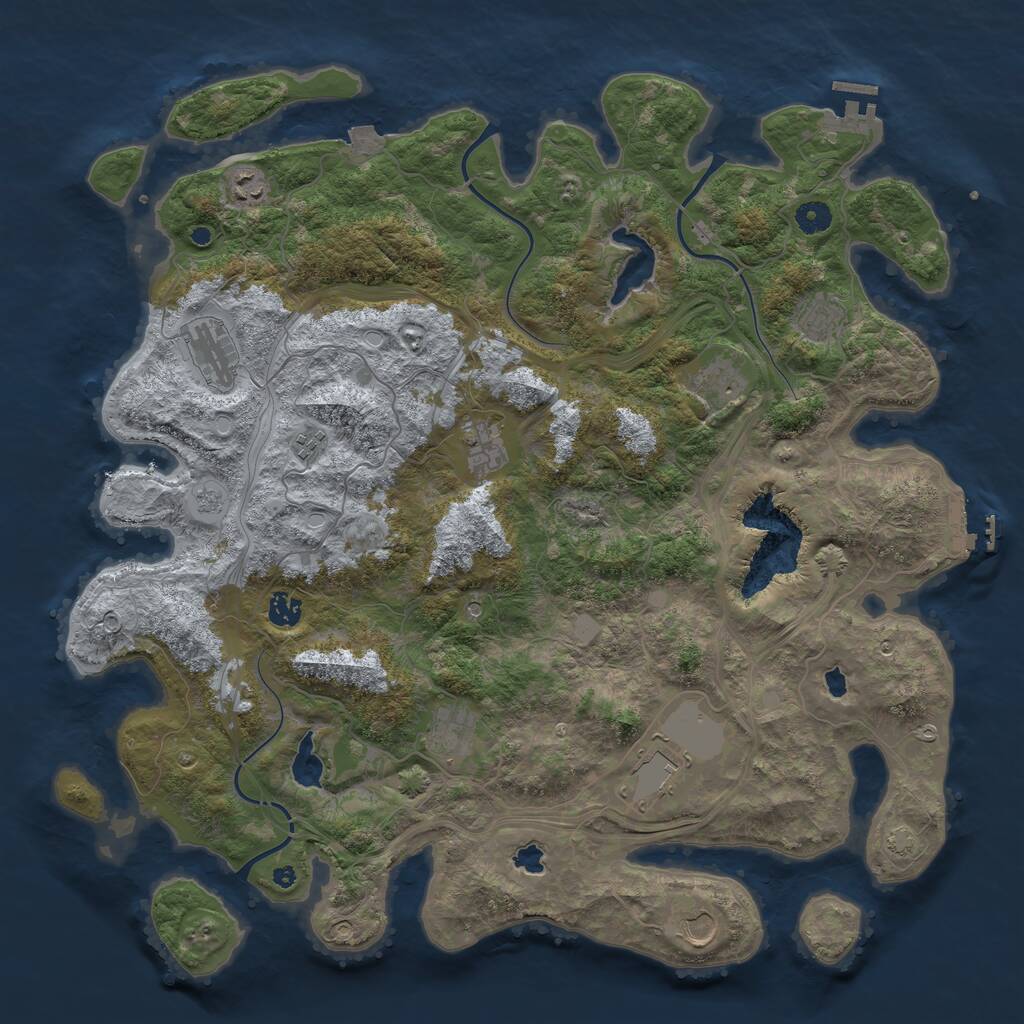 Rust Map: Procedural Map, Size: 4500, Seed: 580918491, 16 Monuments