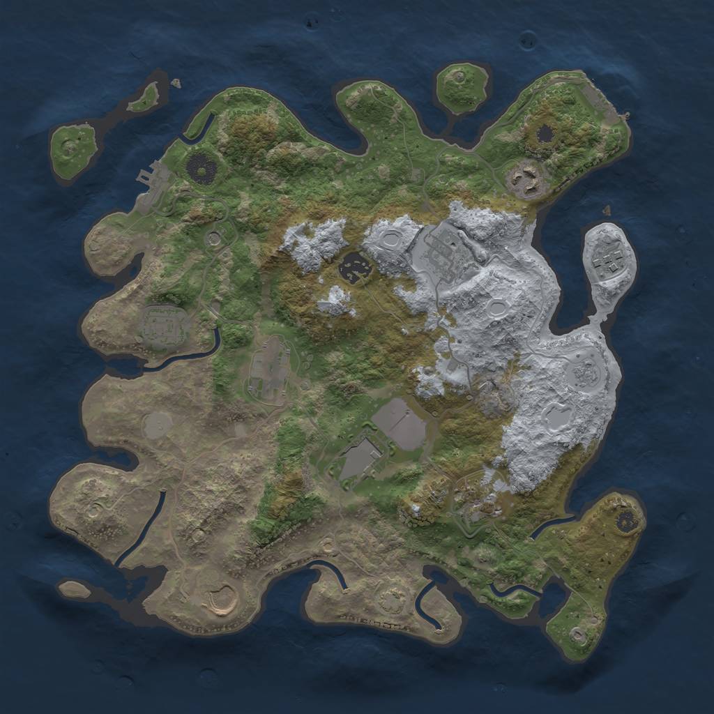 Rust Map: Procedural Map, Size: 3500, Seed: 87078205, 17 Monuments