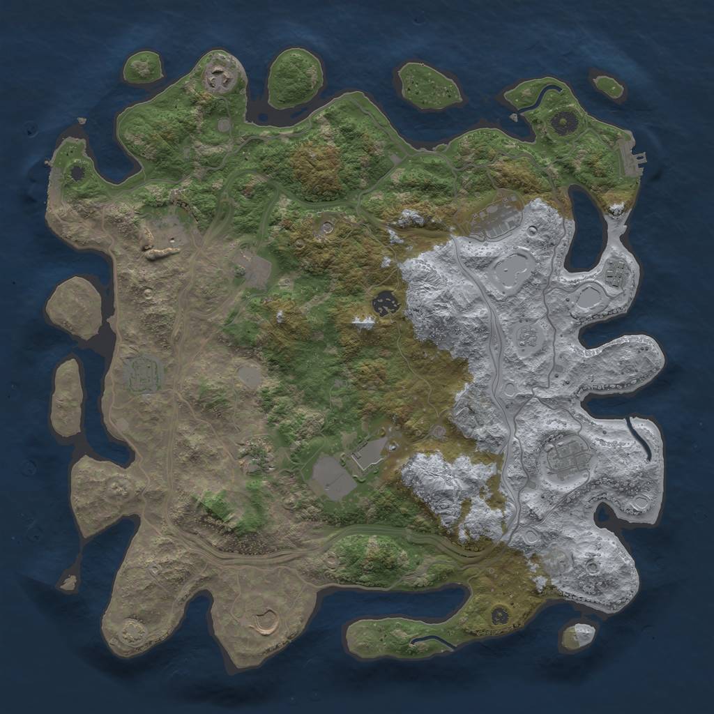 Rust Map: Procedural Map, Size: 4250, Seed: 1476773512, 19 Monuments