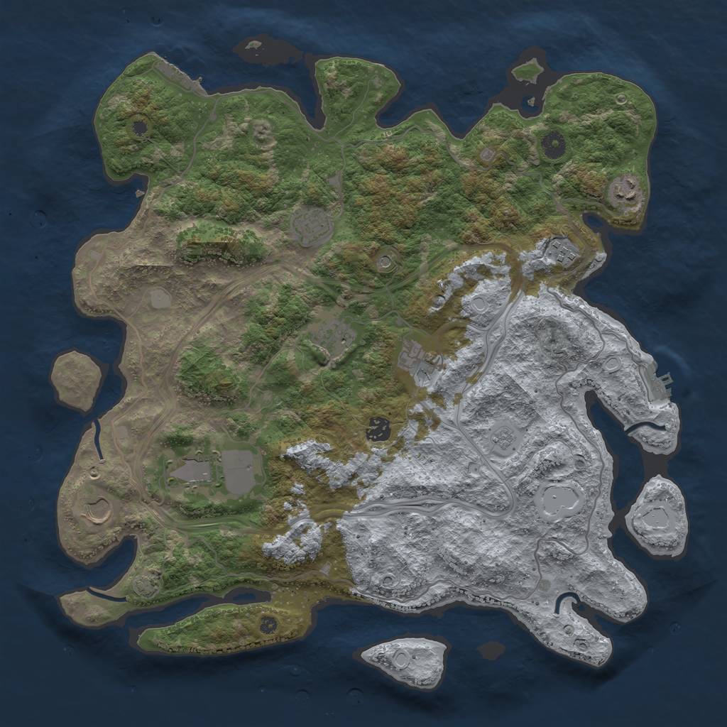 Rust Map: Procedural Map, Size: 4250, Seed: 976593045, 16 Monuments