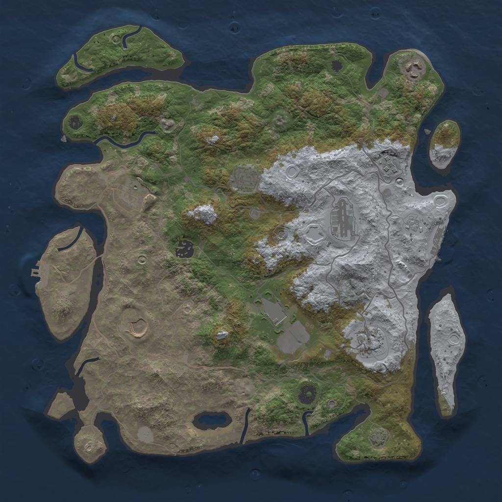 Rust Map: Procedural Map, Size: 4000, Seed: 1387016998, 17 Monuments
