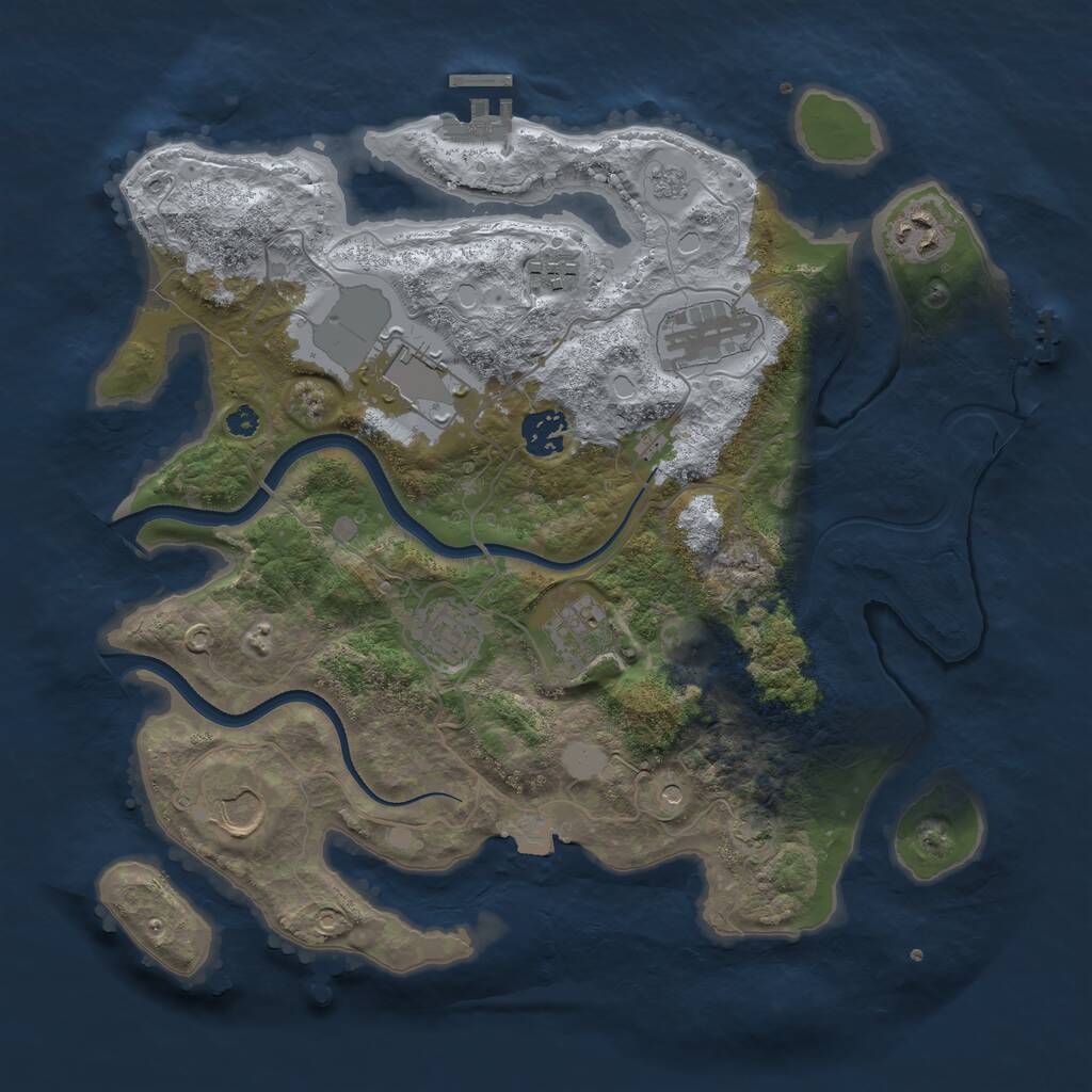 Rust Map: Procedural Map, Size: 3500, Seed: 2081500660, 14 Monuments