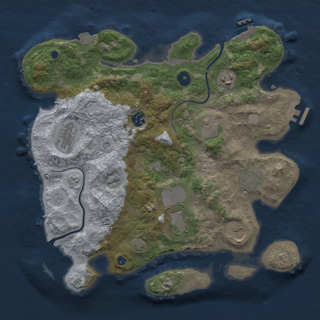 Rust Map: Procedural Map, Size: 3500, Seed: 2058375609, 14 Monuments