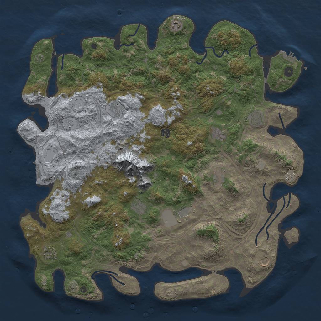 Rust Map: Procedural Map, Size: 5000, Seed: 999125930, 19 Monuments
