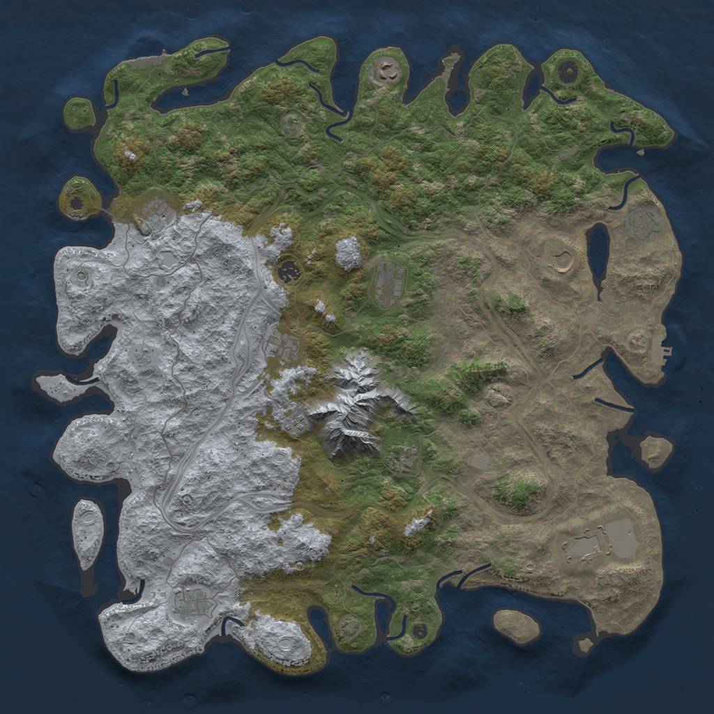 Rust Map: Procedural Map, Size: 5000, Seed: 1360997159, 19 Monuments