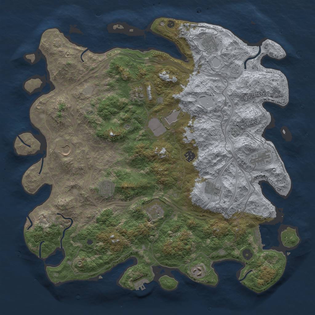 Rust Map: Procedural Map, Size: 4500, Seed: 535752109, 19 Monuments