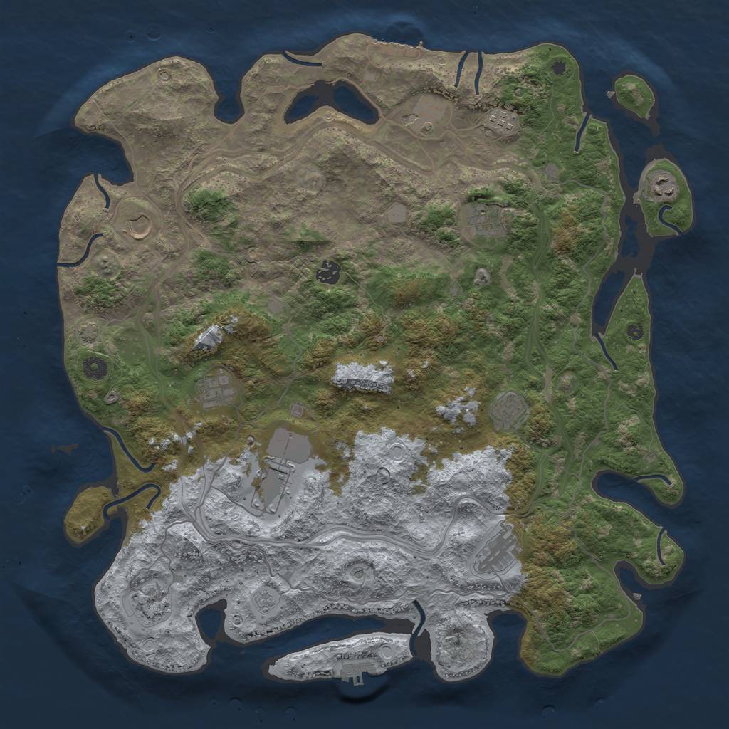 Rust Map: Procedural Map, Size: 4500, Seed: 894065623, 19 Monuments