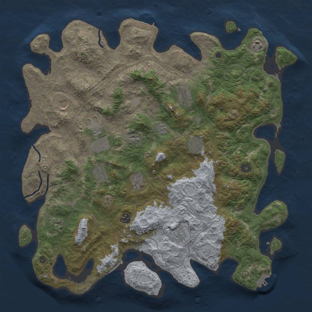 Rust Map: Procedural Map, Size: 4500, Seed: 1243574737, 19 Monuments