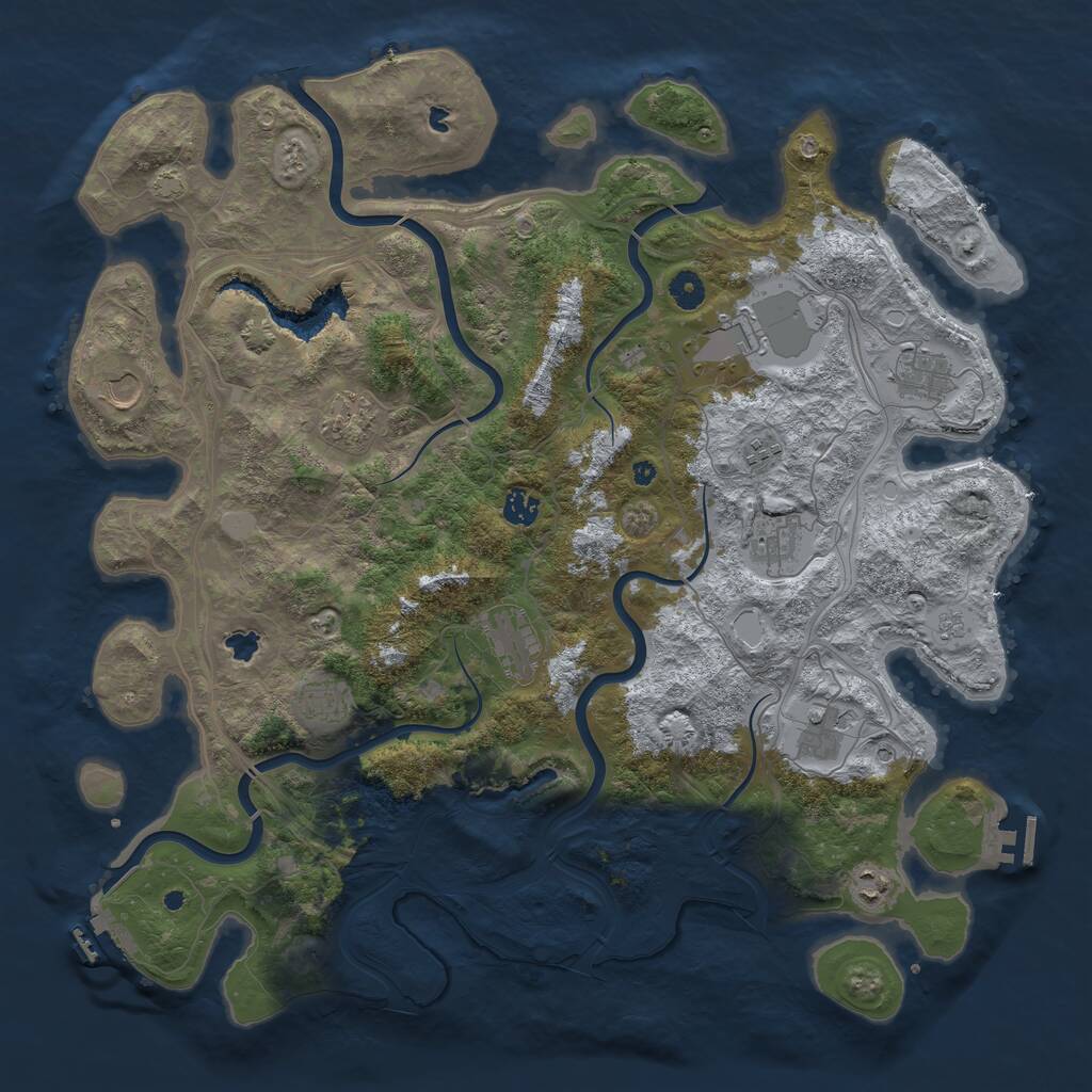 Rust Map: Procedural Map, Size: 4500, Seed: 1212454304, 17 Monuments