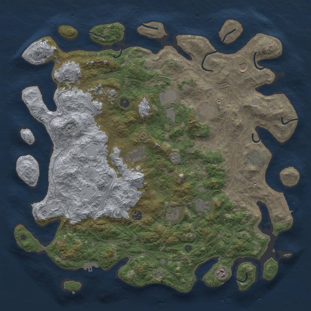 Rust Map: Procedural Map, Size: 4800, Seed: 1383551890, 19 Monuments