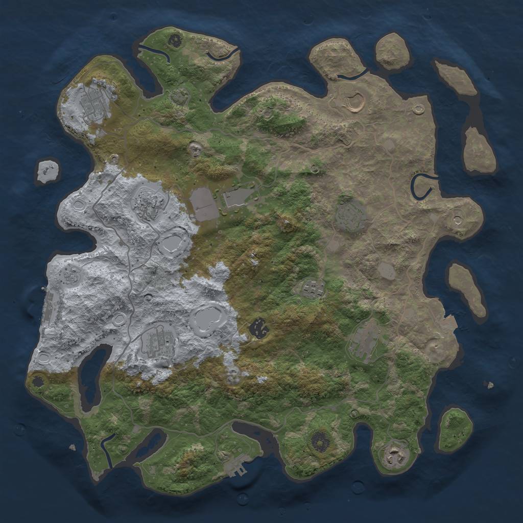 Rust Map: Procedural Map, Size: 4050, Seed: 1621888032, 18 Monuments