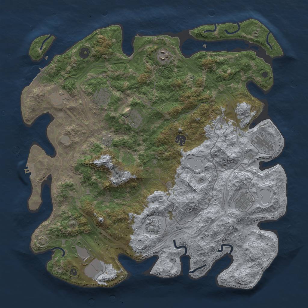 Rust Map: Procedural Map, Size: 4250, Seed: 968757754, 18 Monuments