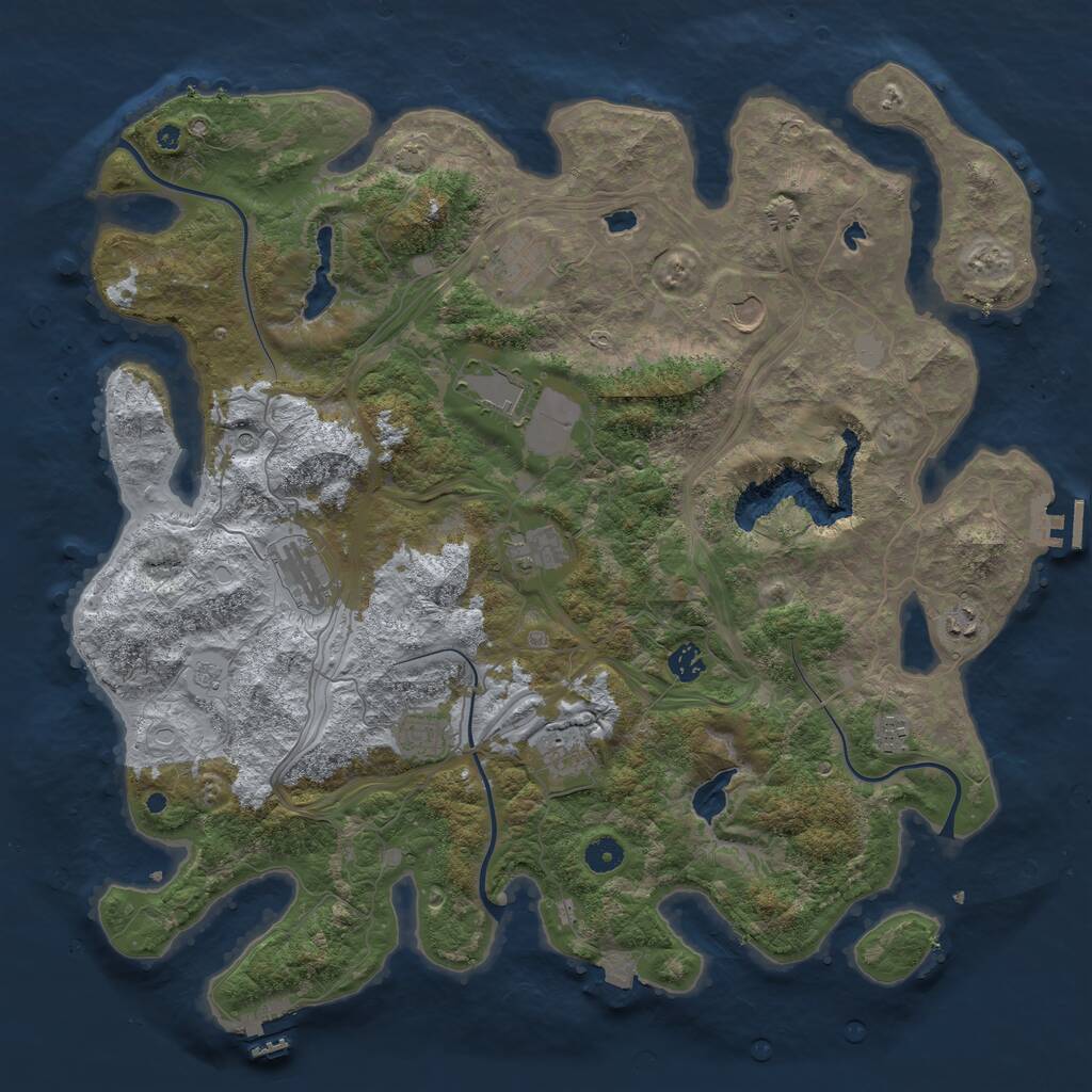 Rust Map: Procedural Map, Size: 4500, Seed: 1088602241, 16 Monuments
