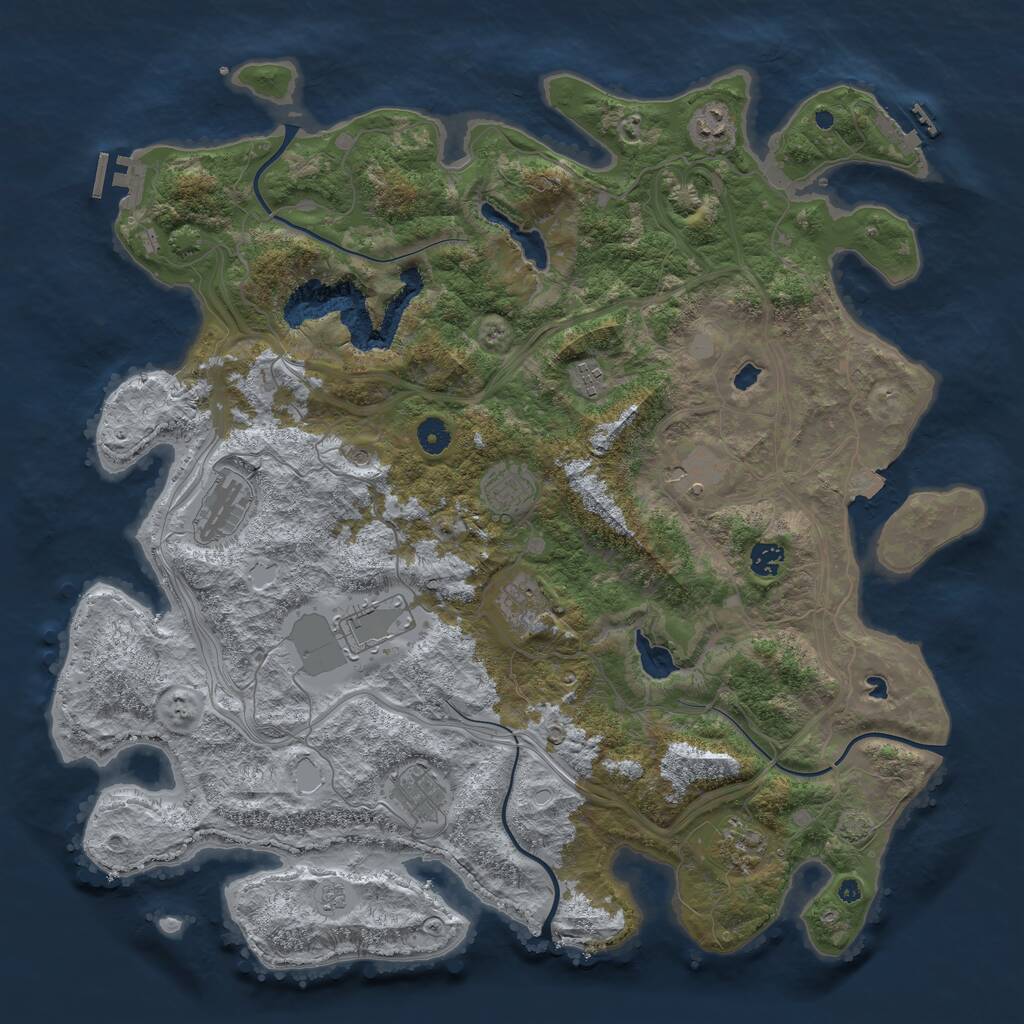Rust Map: Procedural Map, Size: 4500, Seed: 652644, 16 Monuments