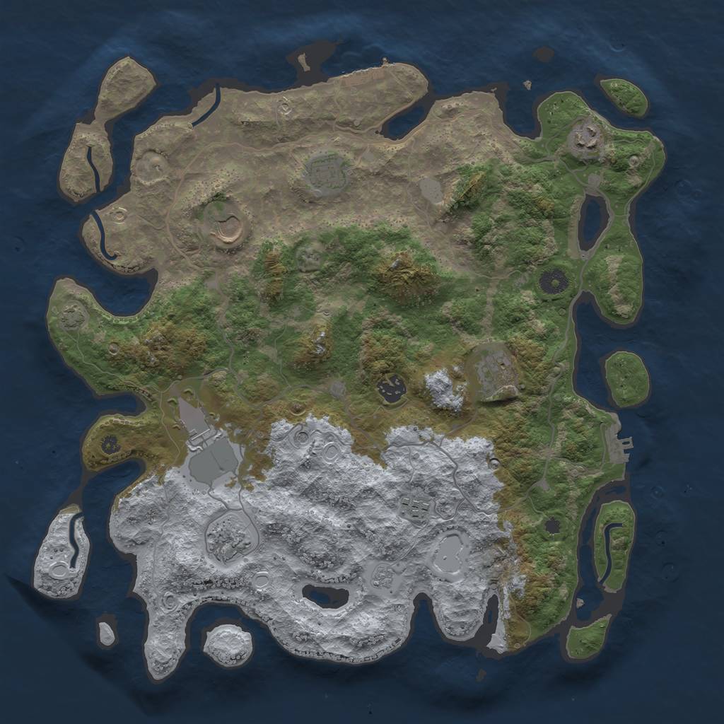Rust Map: Procedural Map, Size: 4000, Seed: 1209326729, 16 Monuments