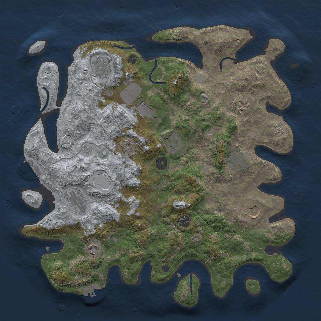 Rust Map: Procedural Map, Size: 3850, Seed: 7659867, 18 Monuments