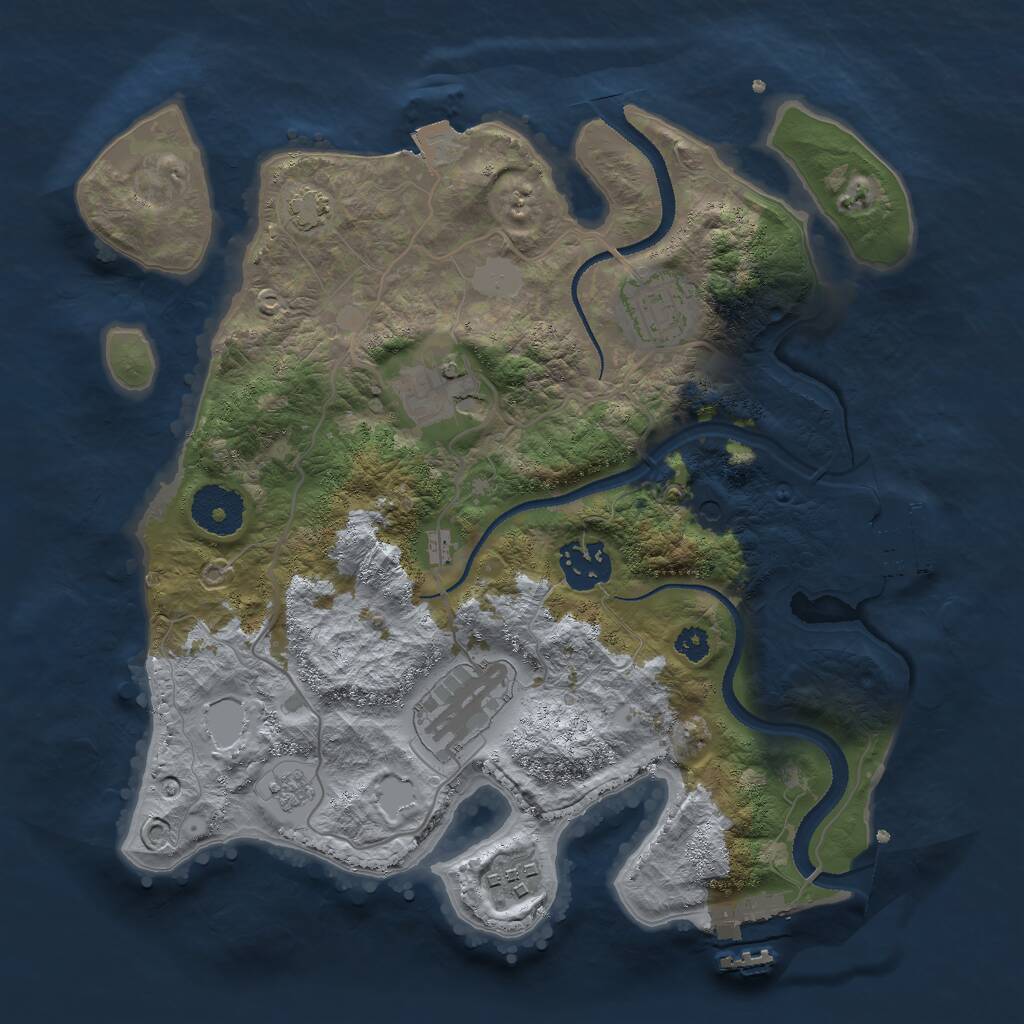 Rust Map: Procedural Map, Size: 3000, Seed: 1137614570, 11 Monuments