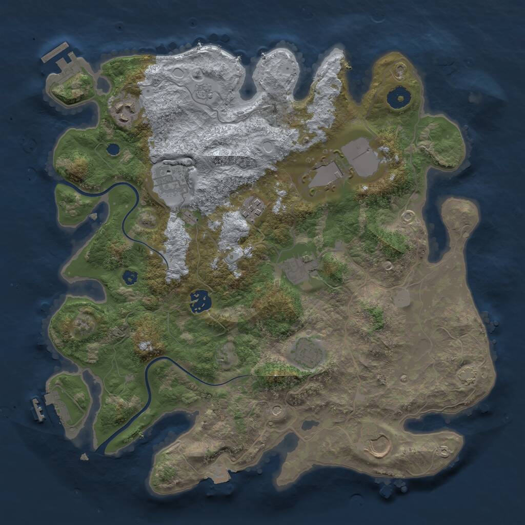 Rust Map: Procedural Map, Size: 3500, Seed: 2121970751, 14 Monuments