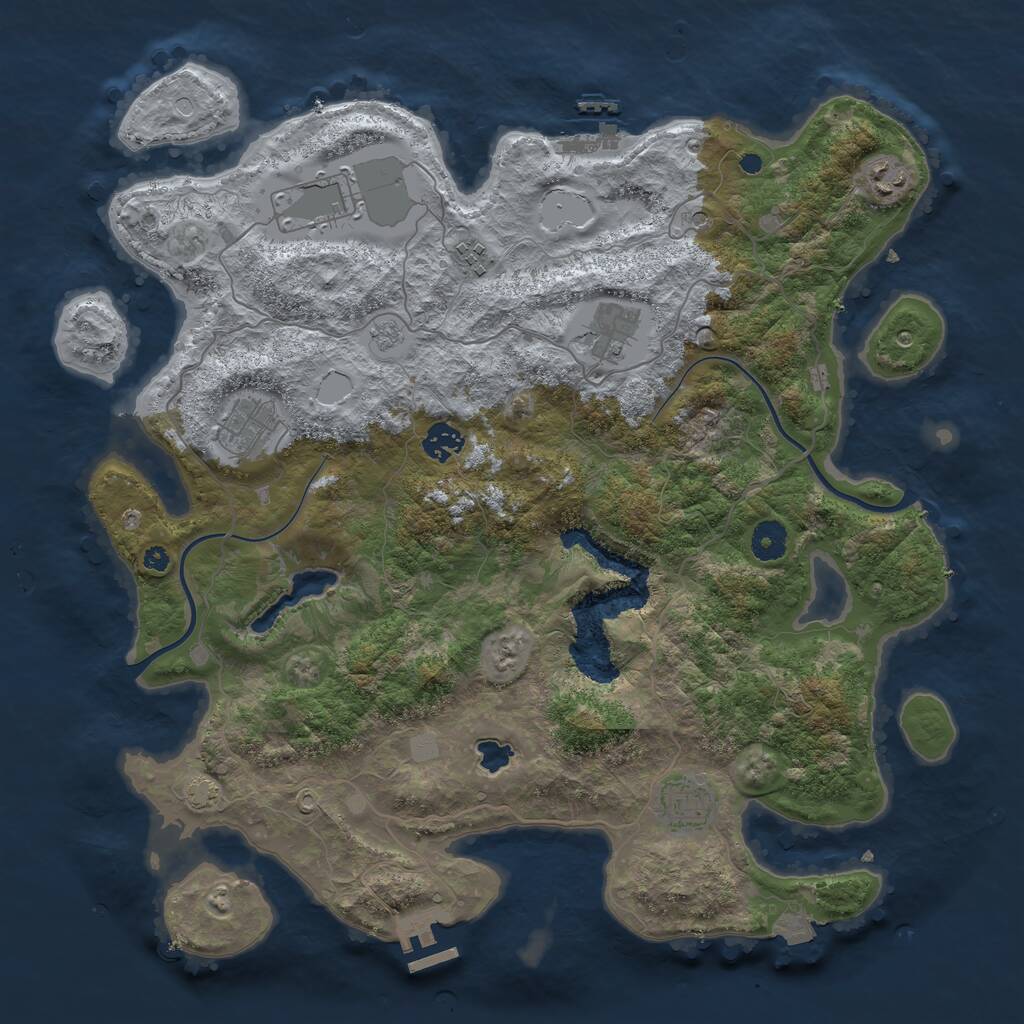 Rust Map: Procedural Map, Size: 4000, Seed: 843706797, 13 Monuments