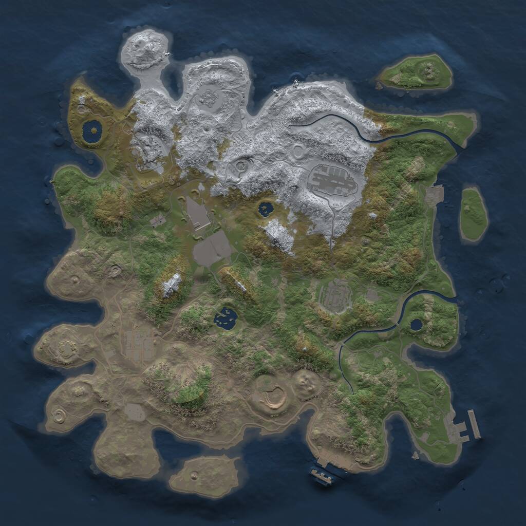 Rust Map: Procedural Map, Size: 3600, Seed: 28533856, 13 Monuments