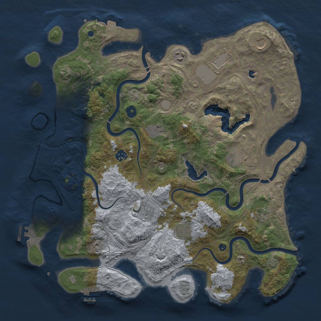Rust Map: Procedural Map, Size: 4300, Seed: 7041856, 16 Monuments
